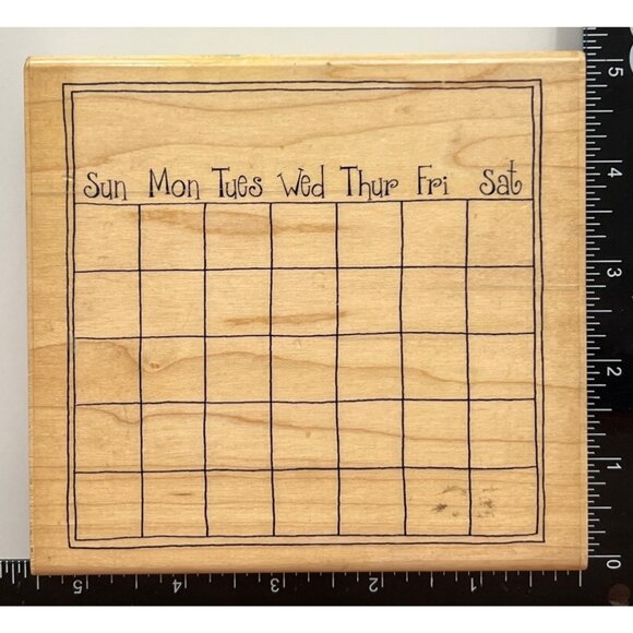 HTF Close to my heart V211 Calendar Wood Mounted Rubber Stamp block background - Picture 1 of 4